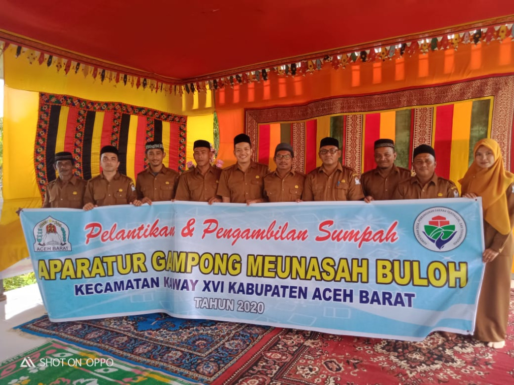 Pelantikan dan Pengambilan Sumpah Aparatur Gampong Meunasah Buloh, Kecamatan Kaway XVI. Tahun 2020
